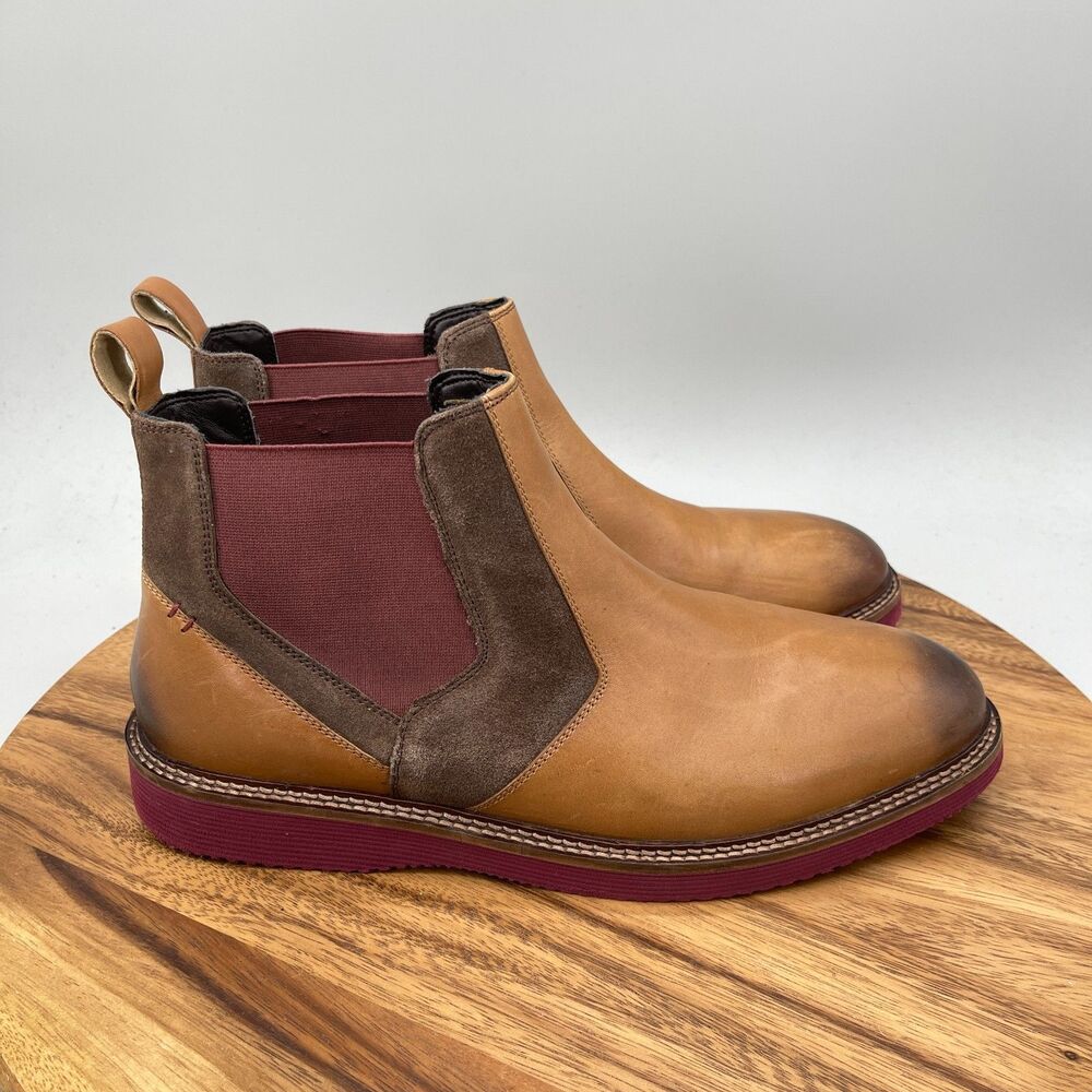 Thomas & Vine Chelsea Boots Mens Size 11 Tan Leather Suede Casual Preppy Comfort